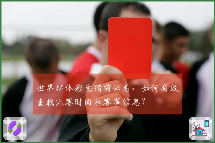世界杯体彩竞猜前必看，如何有效查找比赛时间和赛事信息？